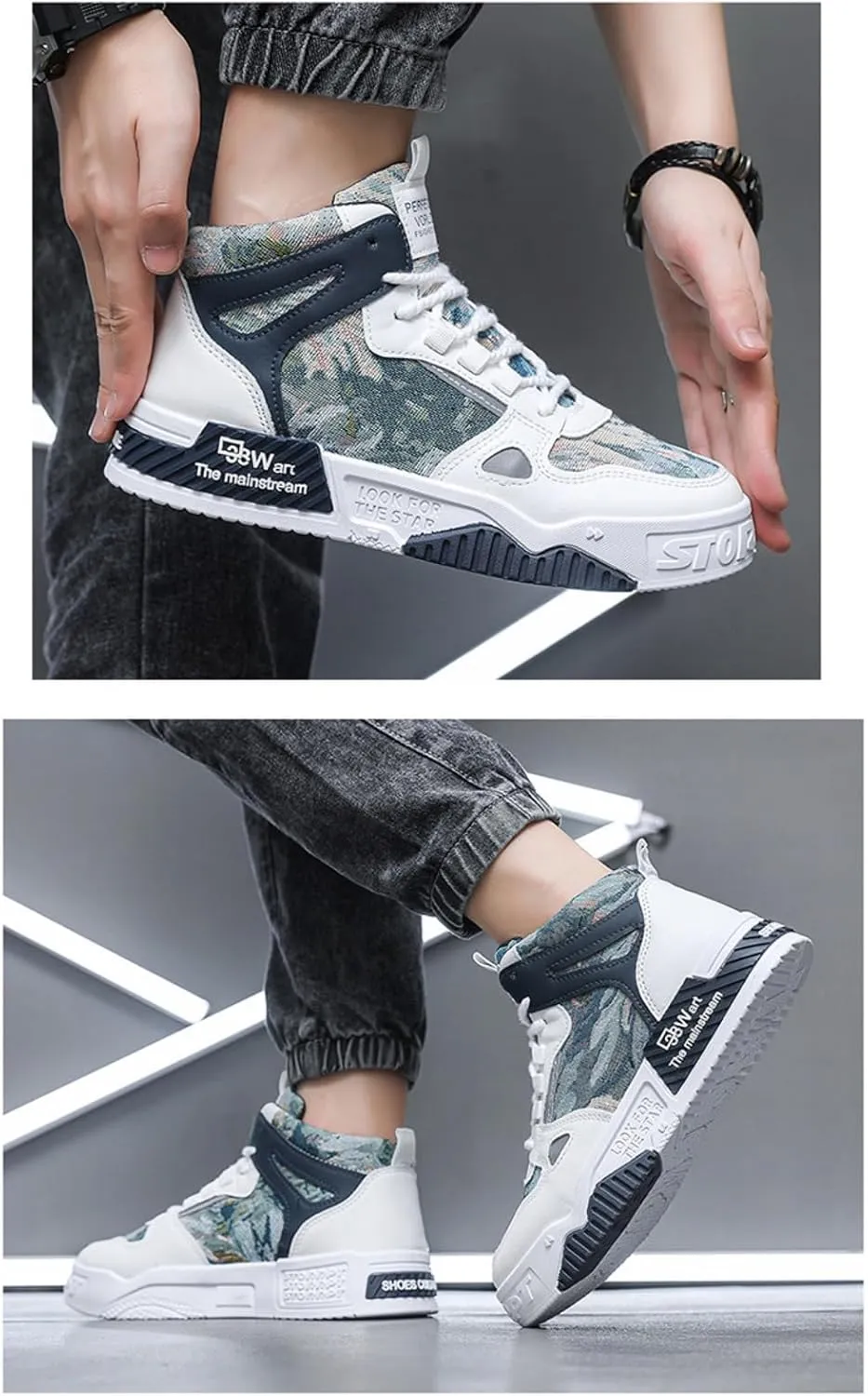 𝐌𝐞𝐧'𝐬 𝐒𝐤𝐚𝐭𝐞𝐛𝐨𝐚𝐫𝐝 High-Top 𝐒𝐡𝐨𝐞𝐬 𝐰𝐢𝐭𝐡 𝐀𝐧𝐭𝐢-𝐒𝐥𝐢𝐩 𝐓𝐞𝐜𝐡𝐧𝐨𝐥𝐨𝐠𝐲 - Comfortable and Canvas for Street Style and Skateboarding - Fashion Trendy Design