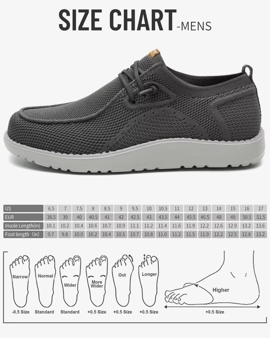 1TAZERO Wide-Shoes for Men-Slip on Walking-Loafers Casual-Shoes - Wide Width Comfortable Orthopedic Shoes for Men with Arch Support for Plantar Fasciitis