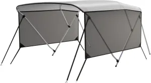 3 Bow Bimini Top for Boat, 6' L x 46" H x 54"-84" W Boat Canopy with 2 Removable Side Curtains, 2 Stable Rear Support Bars, Marine Grade Canvas, PU Coated Fabric