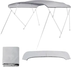 4 Bow Bimini Top Replacement Cover Waterproof 600D Sun Shade Boat Canopy with Storage Boot,Blue/Gray 54''-103''W x 96''L x 54''H