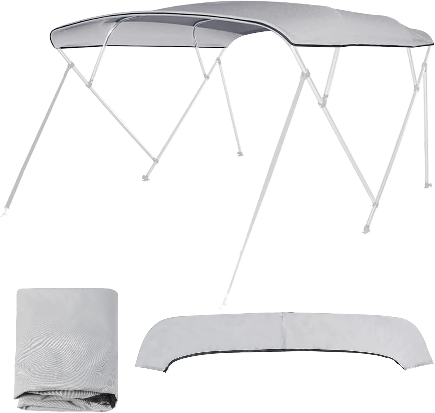 4 Bow Bimini Top Replacement Cover Waterproof 600D Sun Shade Boat Canopy with Storage Boot,Blue/Gray 54''-103''W x 96''L x 54''H