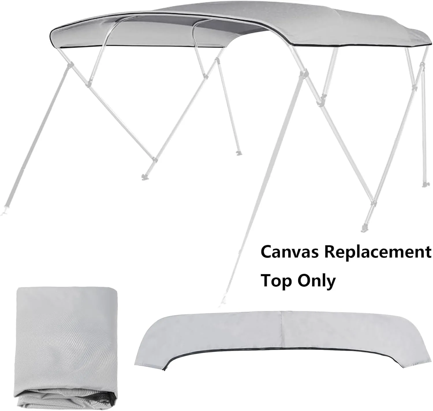4 Bow Bimini Top Replacement Cover Waterproof 600D Sun Shade Boat Canopy with Storage Boot,Blue/Gray 54''-103''W x 96''L x 54''H