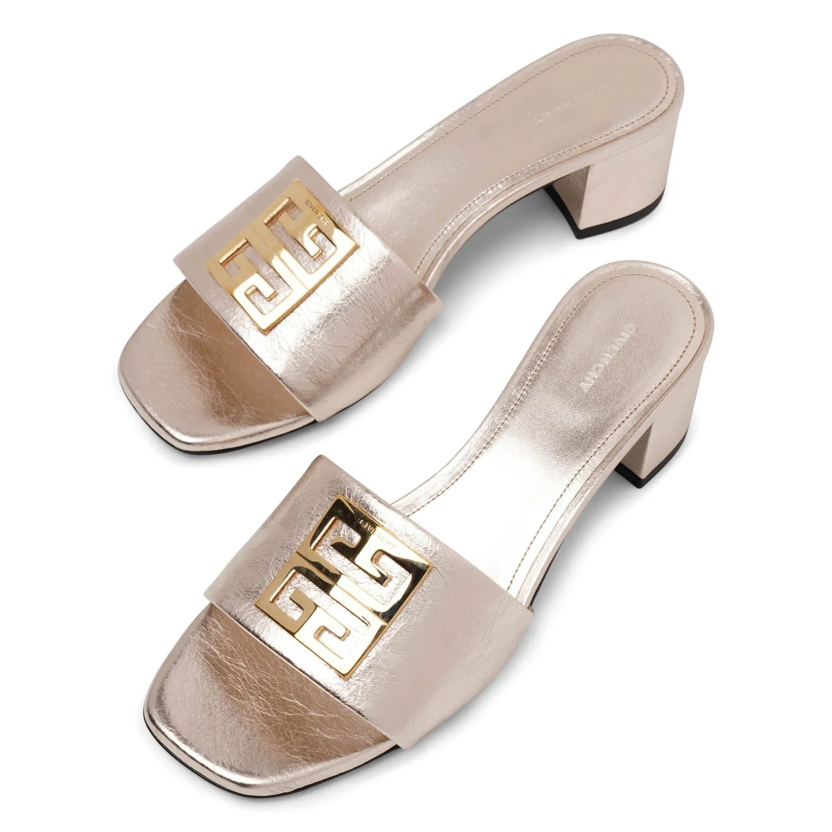4G 45 gold leather mules
