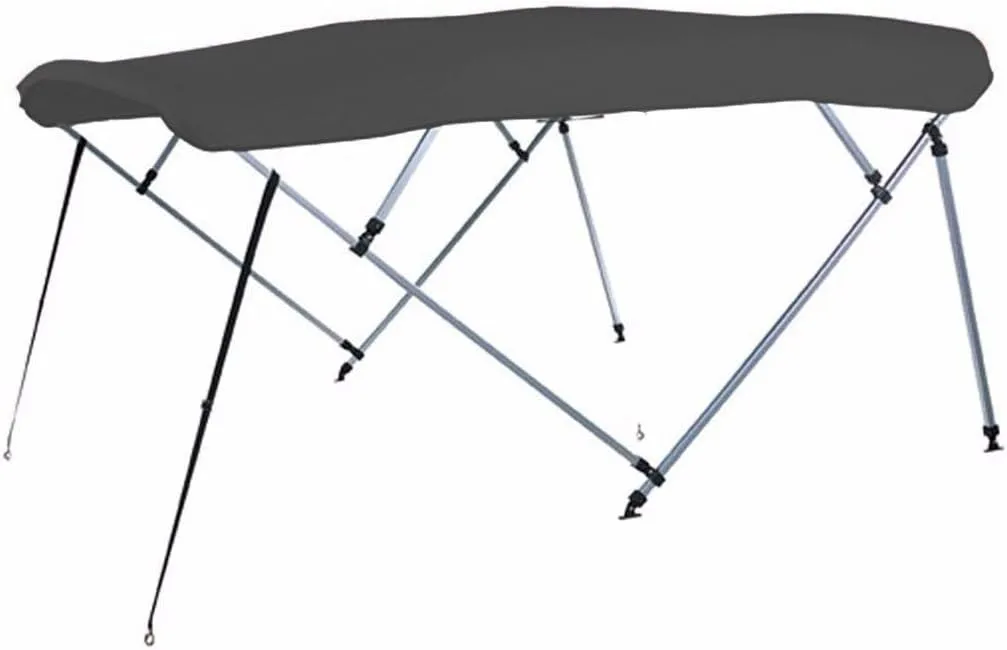 7.6 oz Charcoal Grey 4 Bow Square Tube Boat Bimini TOP Without Running Light Cutout Sunshade Compatible for Tahoe Alpine Fish 1822 All Years