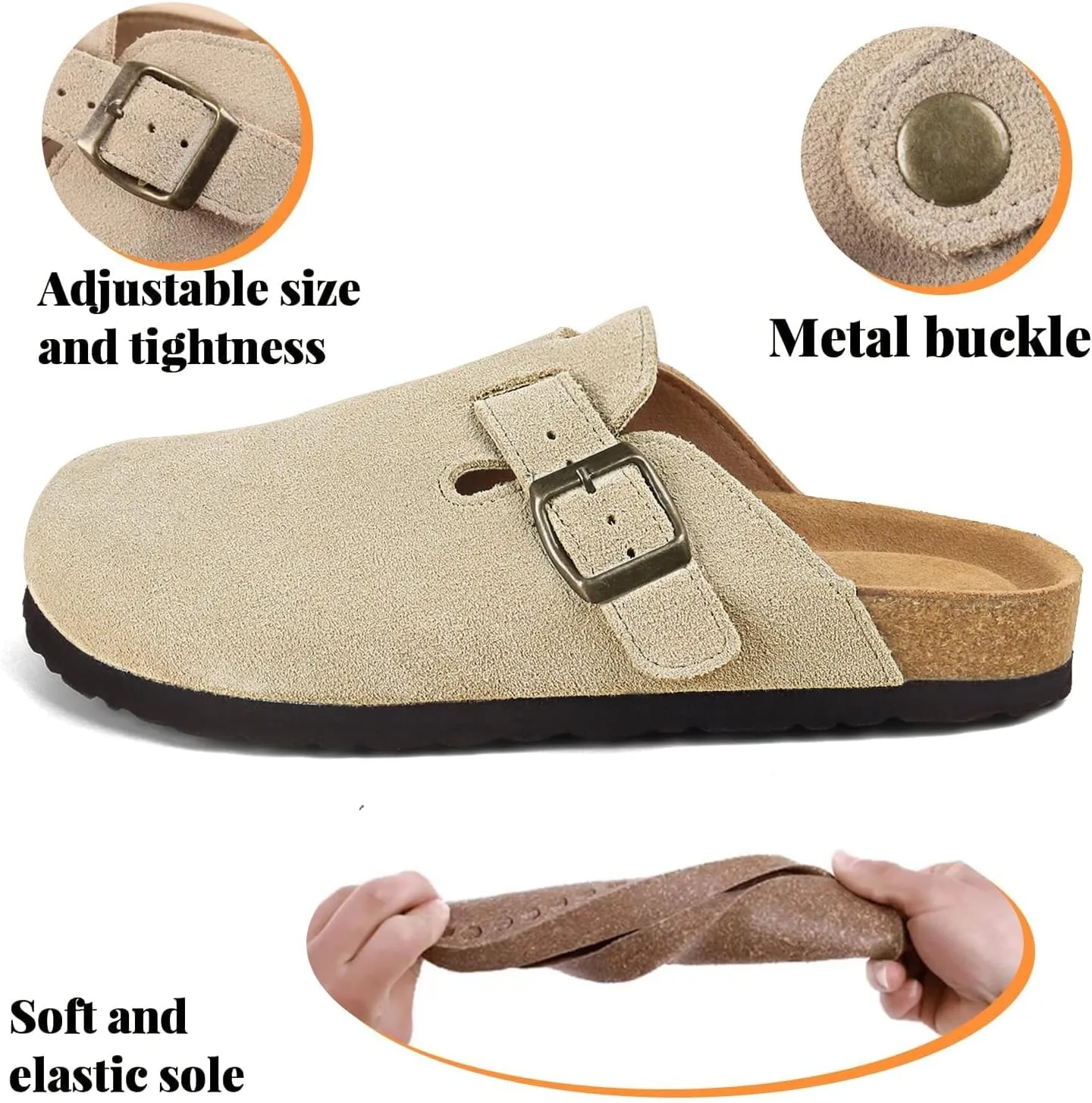 ADAMUMU Clogs for Womens Suede Clogs