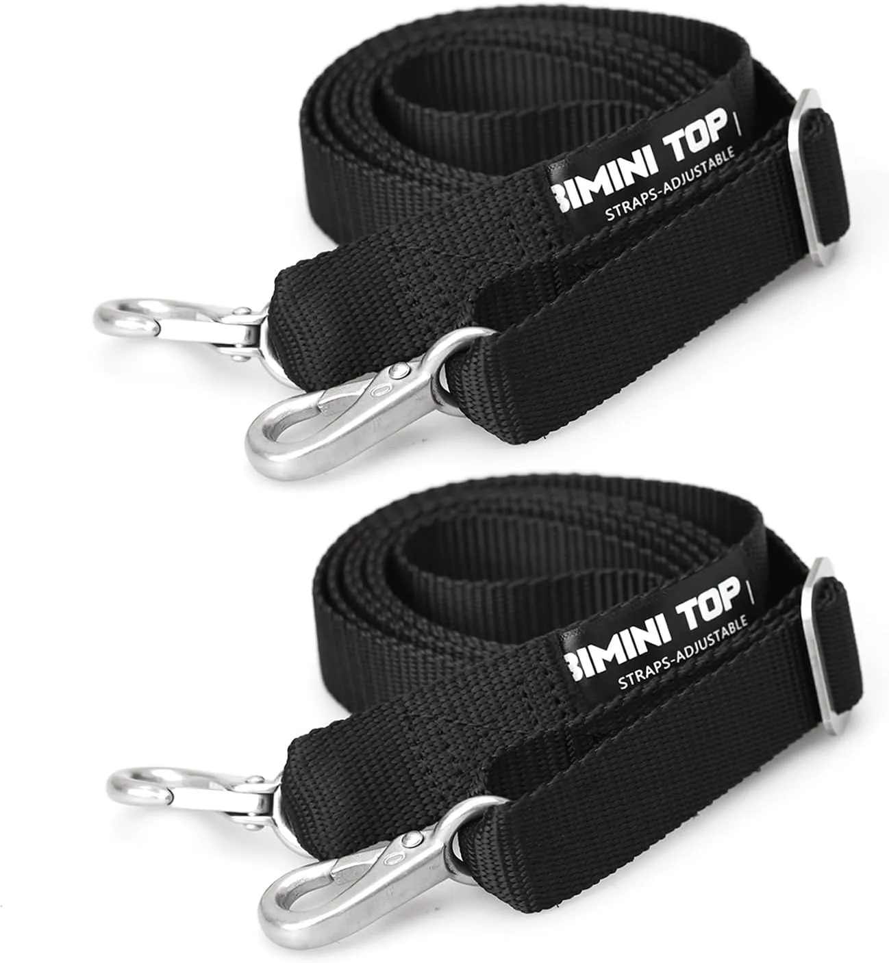 Adjustable Bimini Top Straps, 2 Pcs Marine Webbing Nylon Bimini Top Strap, Heavy Duty Boat Canopy Straps 24 Inch - 60 Inch,Stainless Steel Boat Awning Hardware Accessories,Black