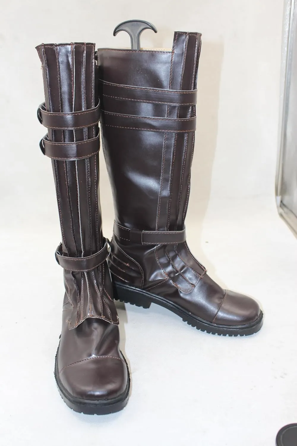 Adult Men Boots Cosplay Leather Boots Knee High Halloween Costume Shoes