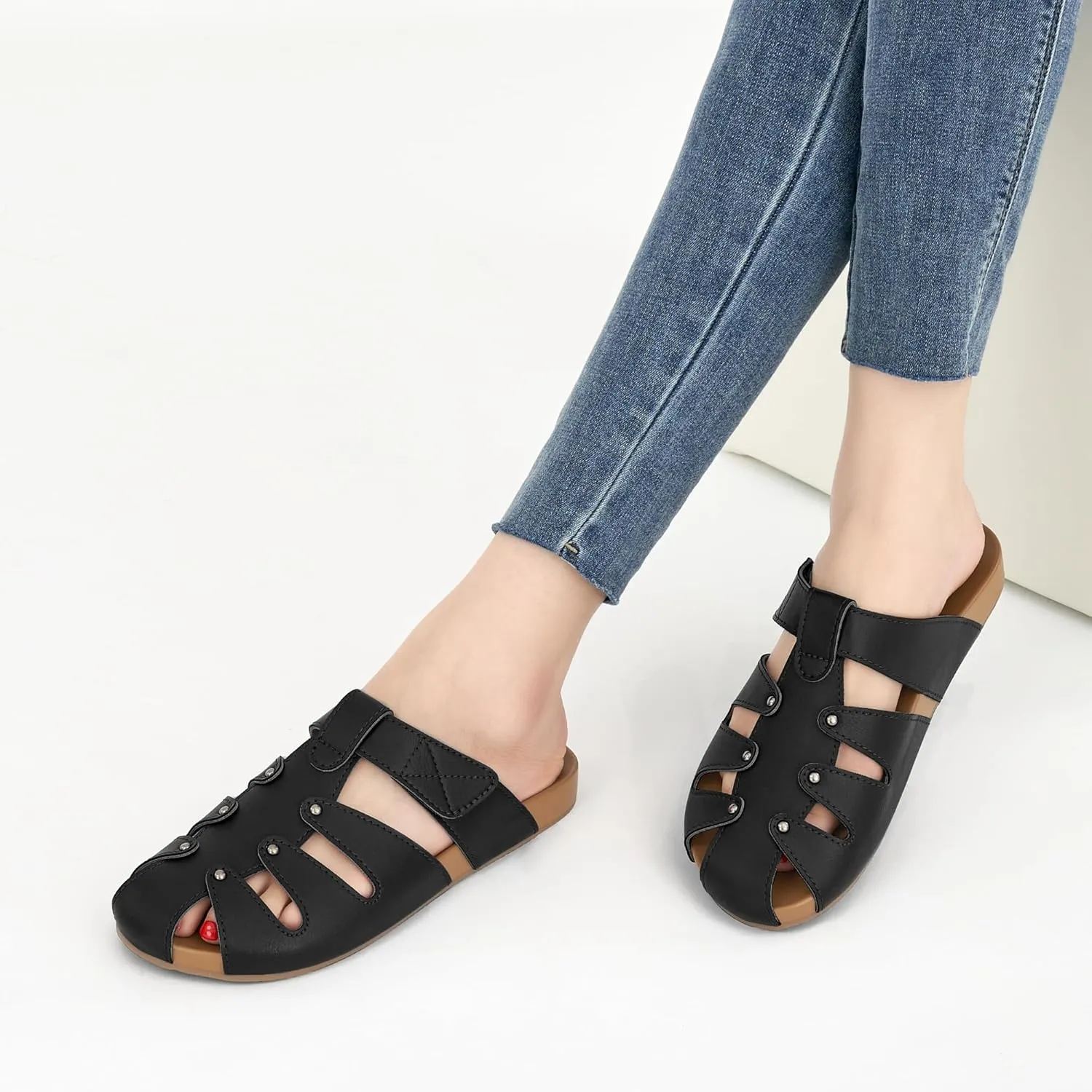 Alicegana Mules for Women Orthopedic Sandals Comfortable Summer Walking Shoes with Arch Support Casual Flat Sandal