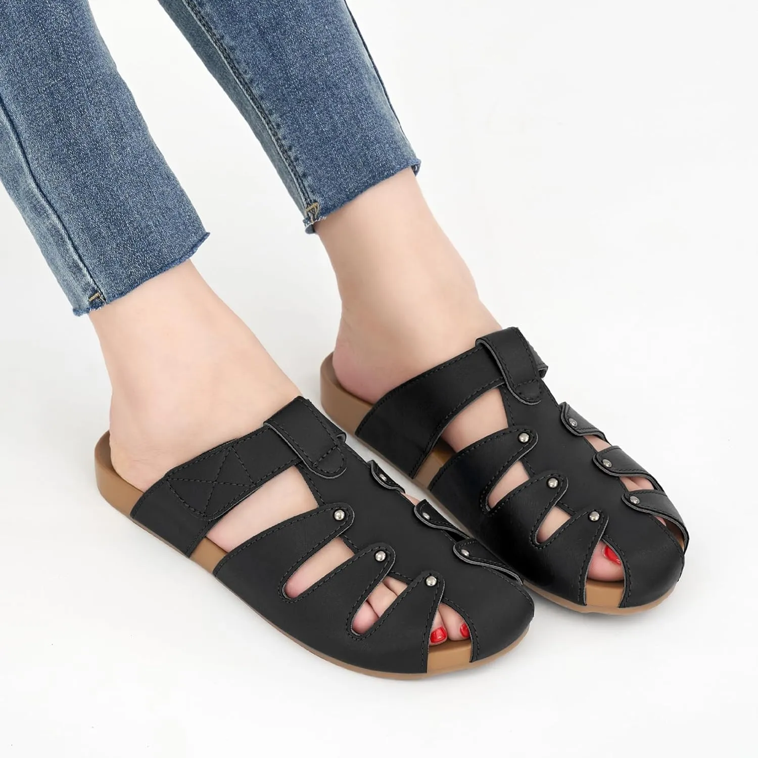 Alicegana Mules for Women Orthopedic Sandals Comfortable Summer Walking Shoes with Arch Support Casual Flat Sandal