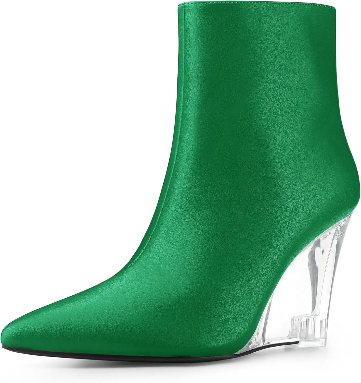 Allegra K Women's Clear Heel Pointed Toe Wedge Heels Ankle Boots