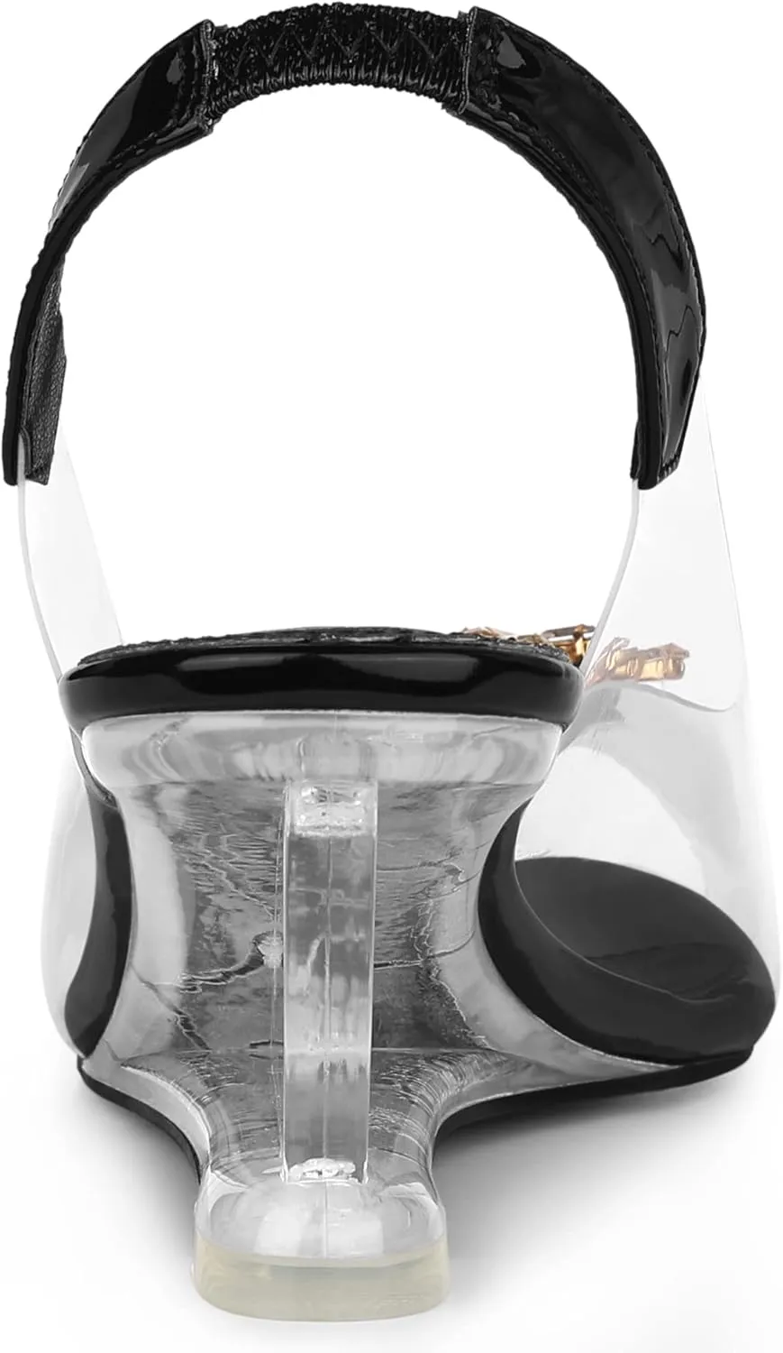 Allegra K Women's Clear Slingback Wedges Rhinestone Transparent Peep Toe Heels