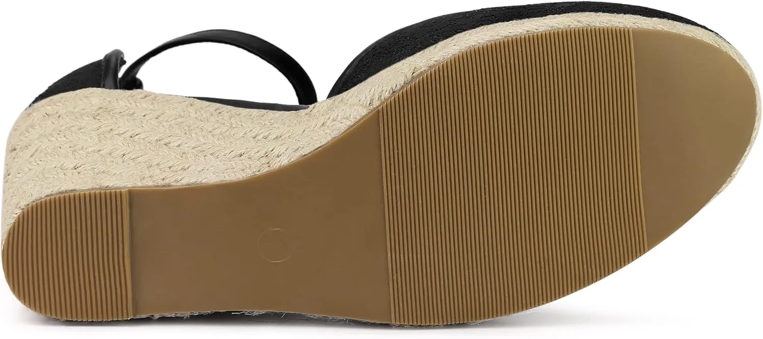 Allegra K Women's Closed Toe Espadrille Platform Heels Lace Wedge Sandals