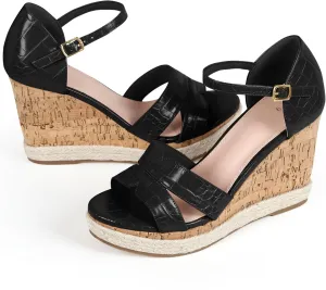Allegra K Women's Cork Wedges Platform Wedge Heel Sandals