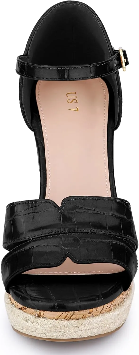 Allegra K Women's Cork Wedges Platform Wedge Heel Sandals