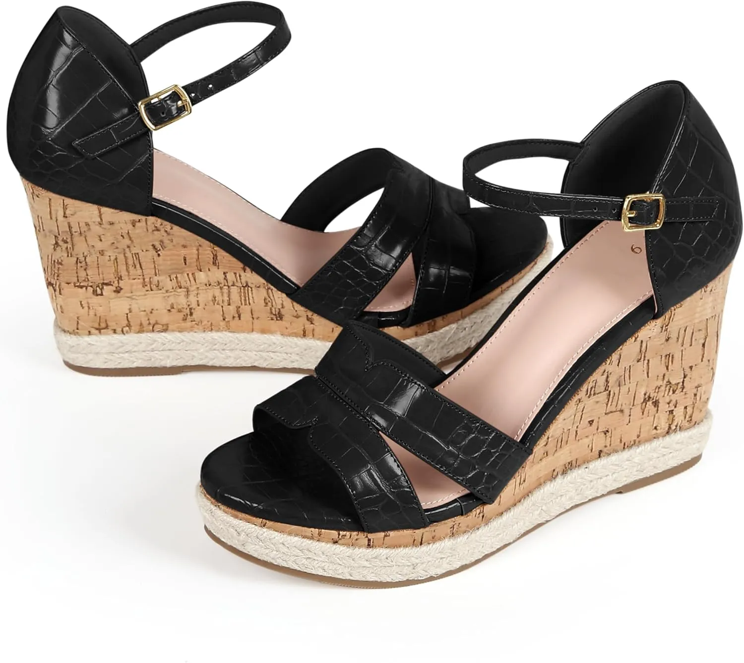 Allegra K Women's Cork Wedges Platform Wedge Heel Sandals