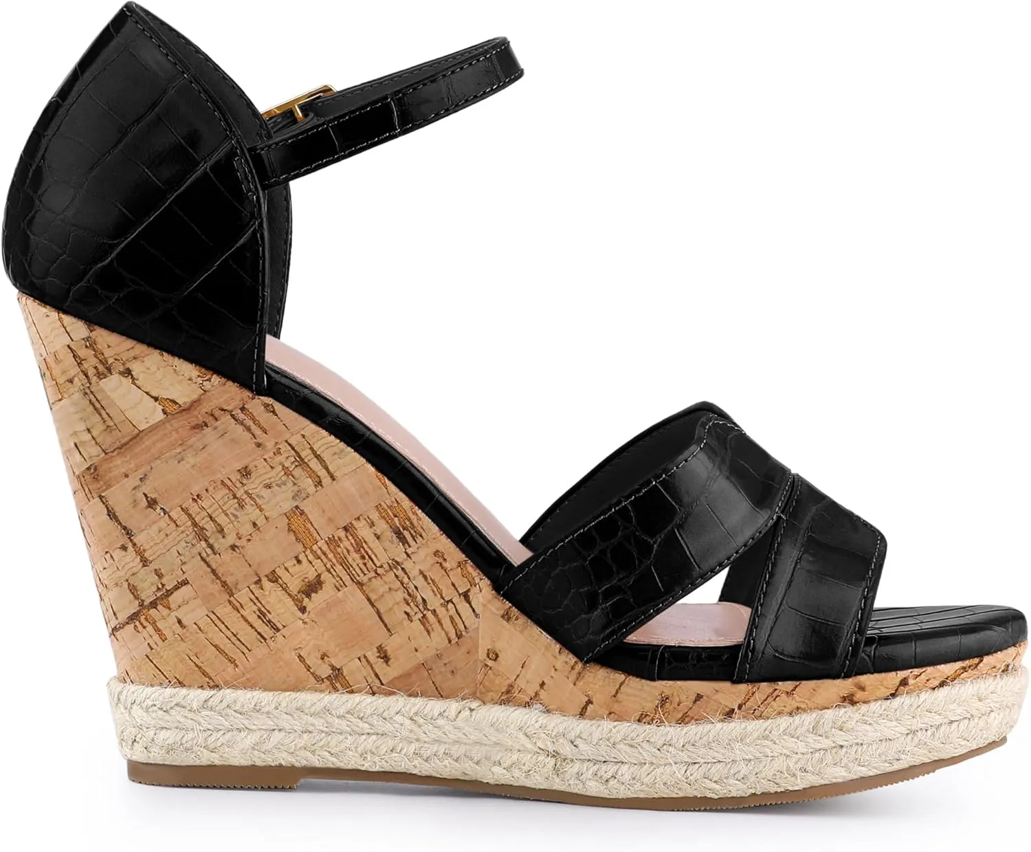 Allegra K Women's Cork Wedges Platform Wedge Heel Sandals