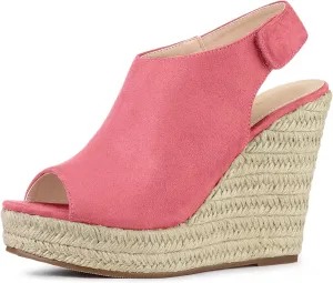 Allegra K Women's Espadrille Platform Heeled Wedges Sandals
