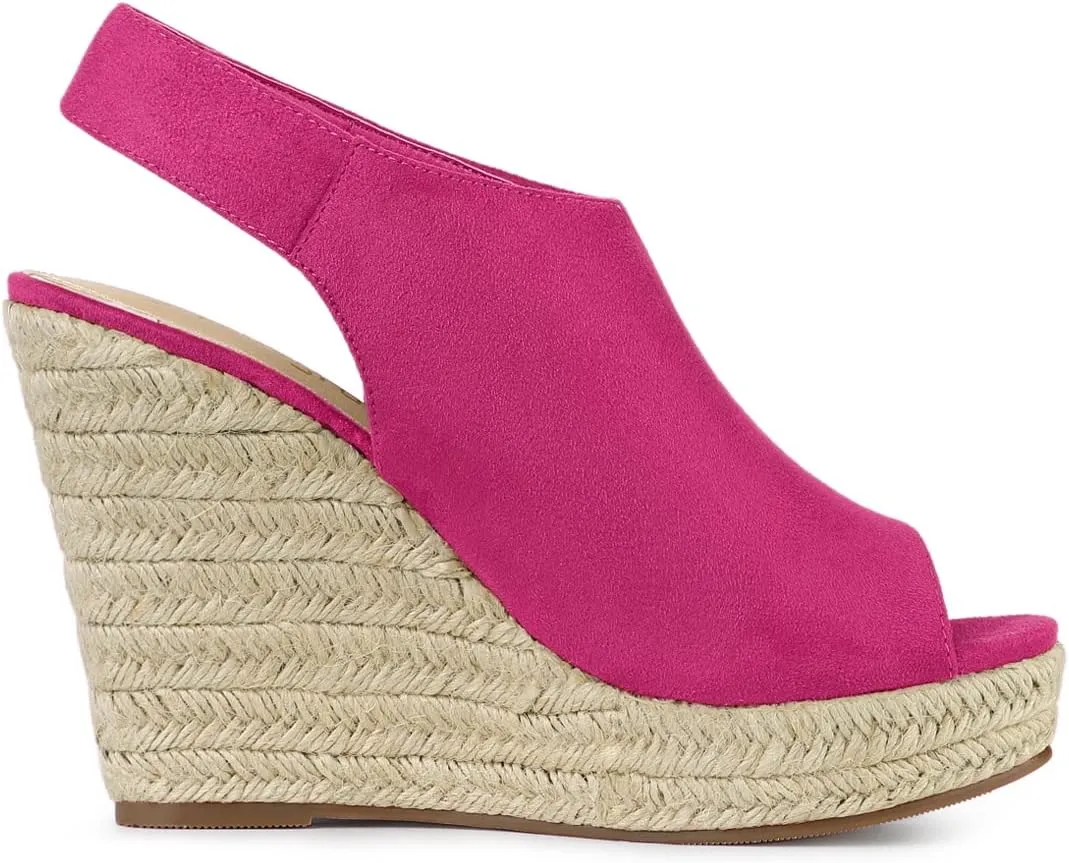 Allegra K Women's Espadrille Platform Heeled Wedges Sandals