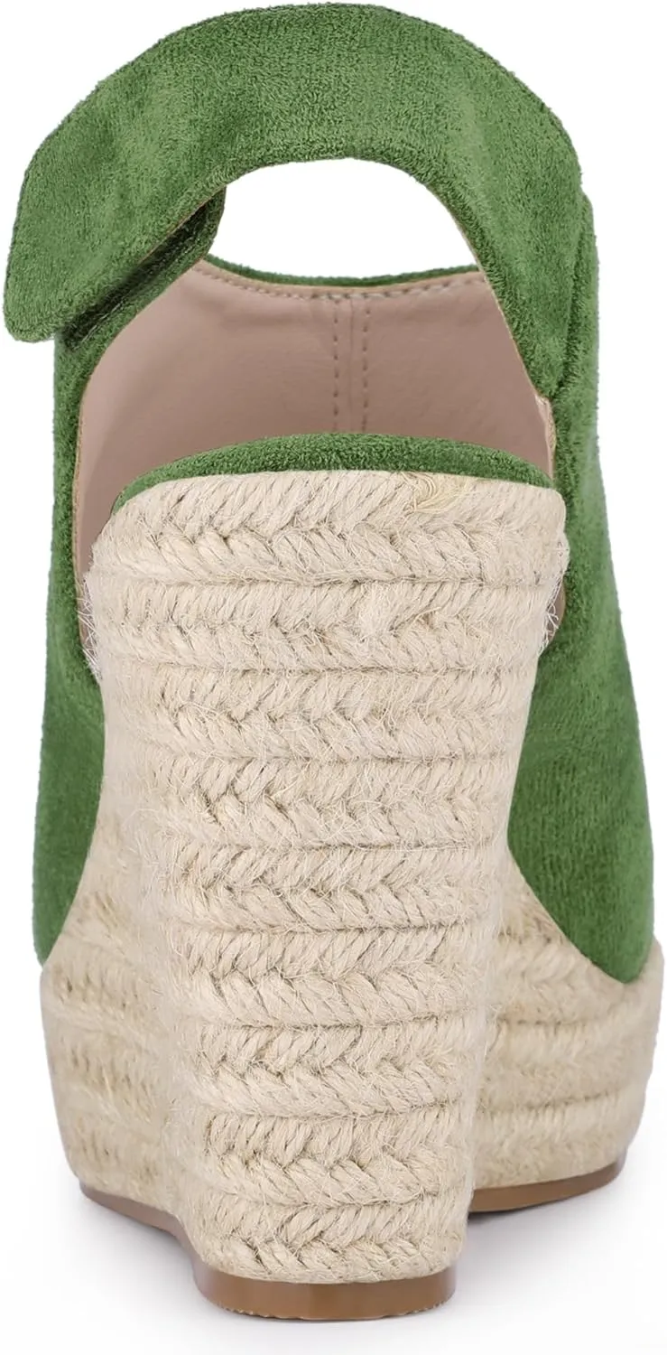 Allegra K Women's Espadrille Platform Heeled Wedges Sandals
