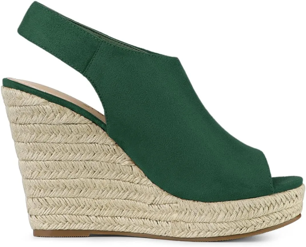 Allegra K Women's Espadrille Platform Heeled Wedges Sandals