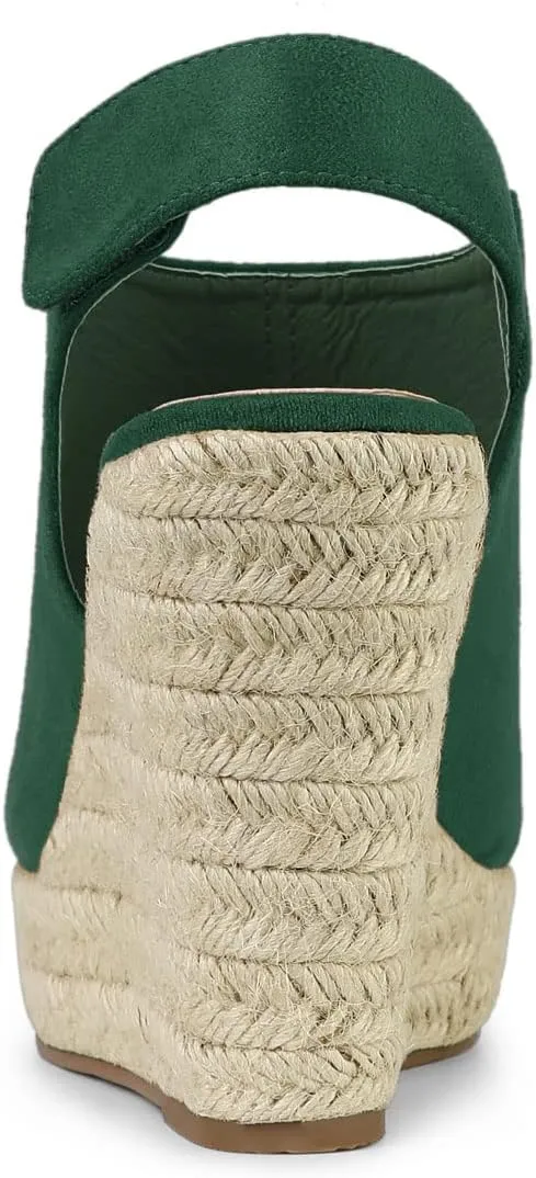 Allegra K Women's Espadrille Platform Heeled Wedges Sandals