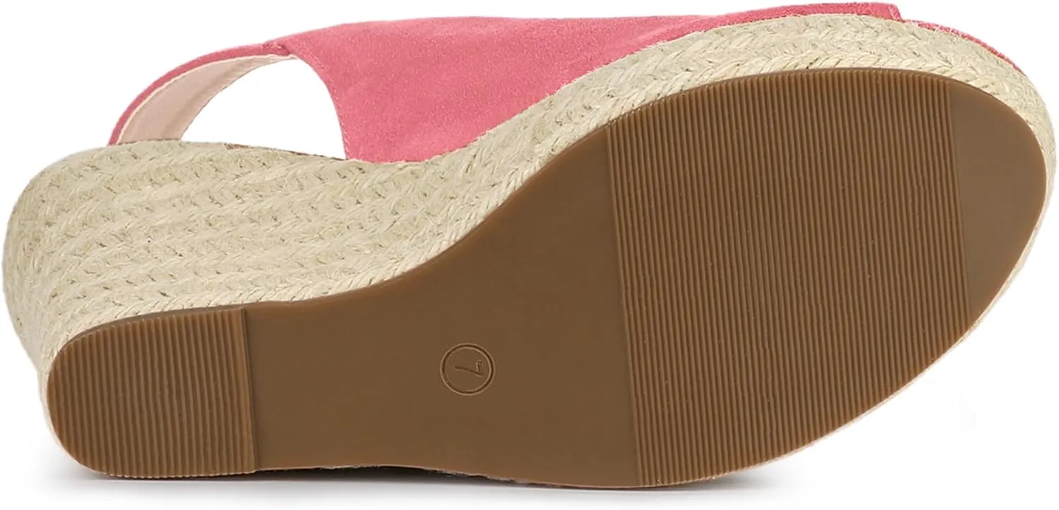 Allegra K Women's Espadrille Platform Heeled Wedges Sandals