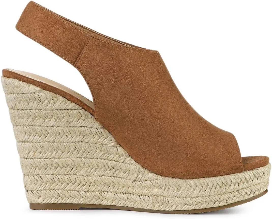 Allegra K Women's Espadrille Platform Heeled Wedges Sandals