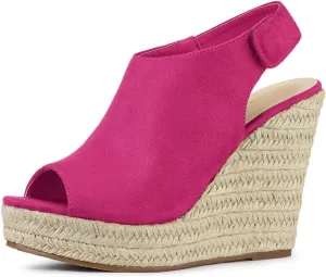 Allegra K Women's Espadrille Platform Heeled Wedges Sandals