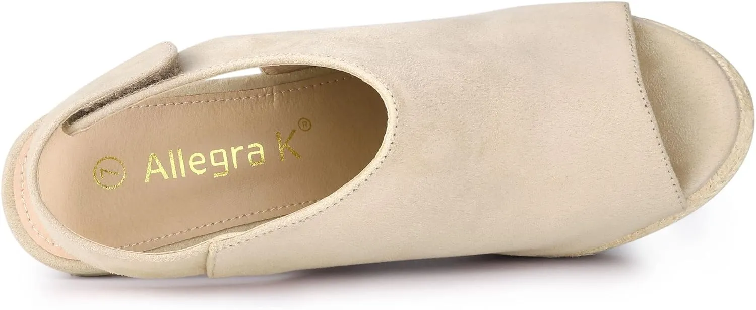 Allegra K Women's Espadrille Platform Heeled Wedges Sandals