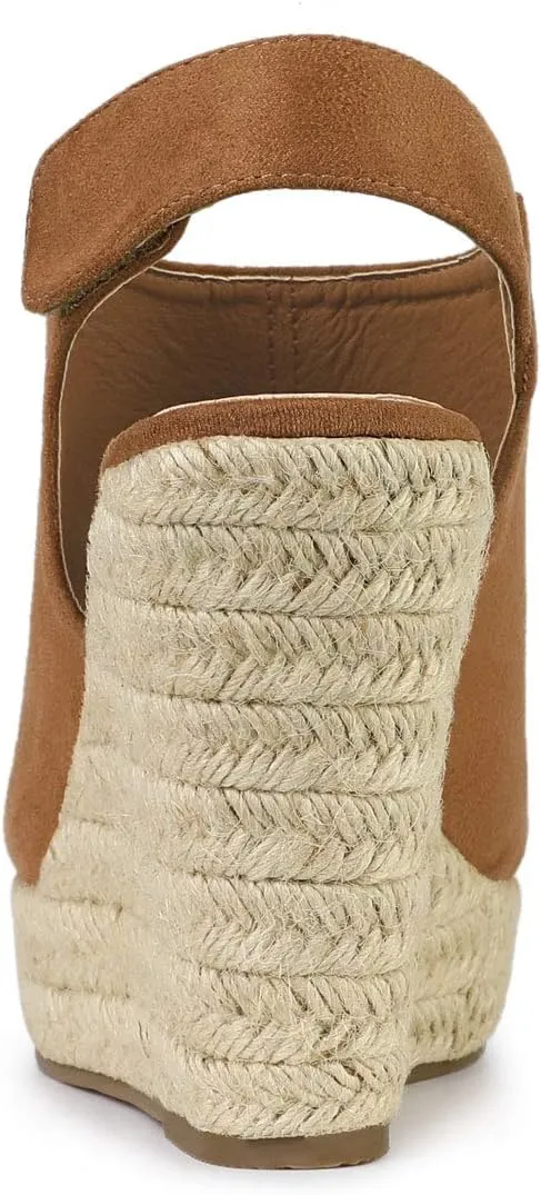Allegra K Women's Espadrille Platform Heeled Wedges Sandals