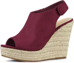 Allegra K Women's Espadrille Platform Heeled Wedges Sandals