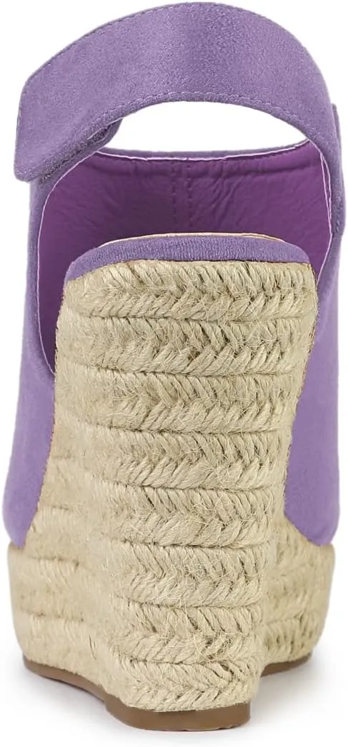 Allegra K Women's Espadrille Platform Heeled Wedges Sandals
