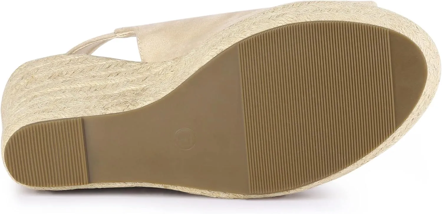 Allegra K Women's Espadrille Platform Heeled Wedges Sandals