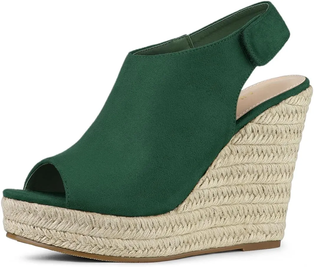 Allegra K Women's Espadrille Platform Heeled Wedges Sandals