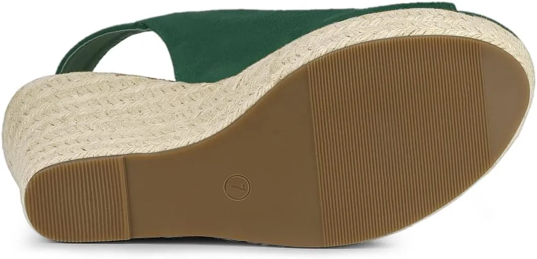Allegra K Women's Espadrille Platform Heeled Wedges Sandals