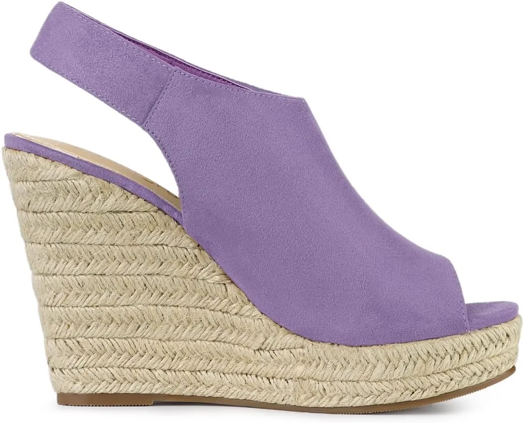 Allegra K Women's Espadrille Platform Heeled Wedges Sandals
