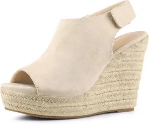 Allegra K Women's Espadrille Platform Heeled Wedges Sandals