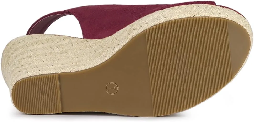 Allegra K Women's Espadrille Platform Heeled Wedges Sandals