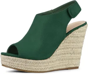Allegra K Women's Espadrille Platform Heeled Wedges Sandals