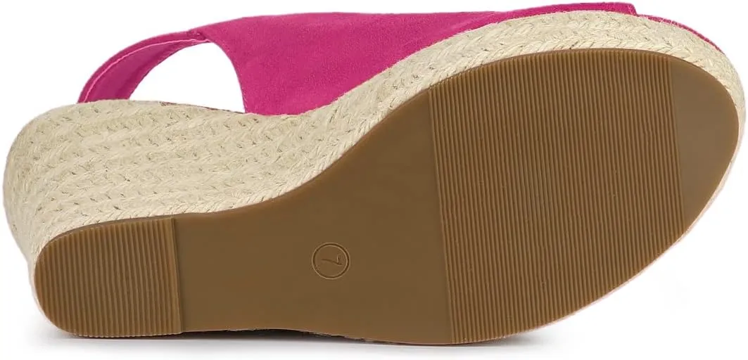 Allegra K Women's Espadrille Platform Heeled Wedges Sandals
