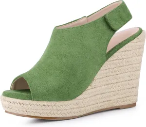 Allegra K Women's Espadrille Platform Heeled Wedges Sandals