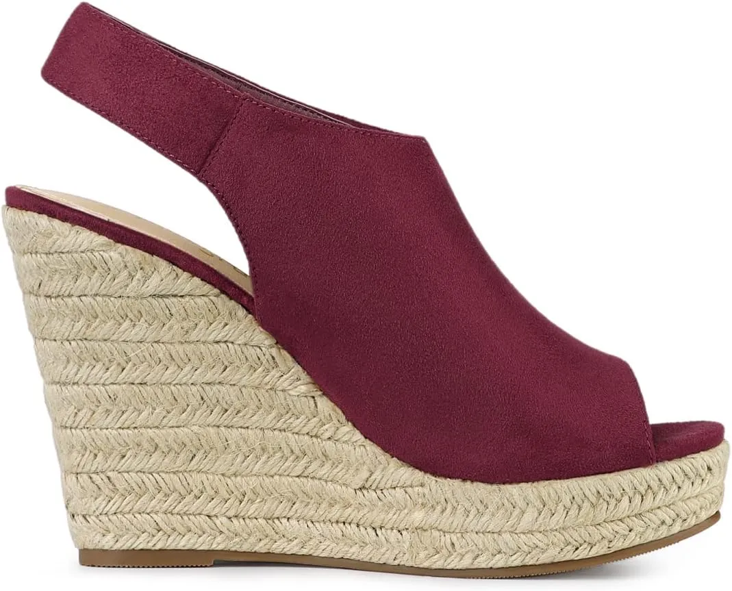 Allegra K Women's Espadrille Platform Heeled Wedges Sandals