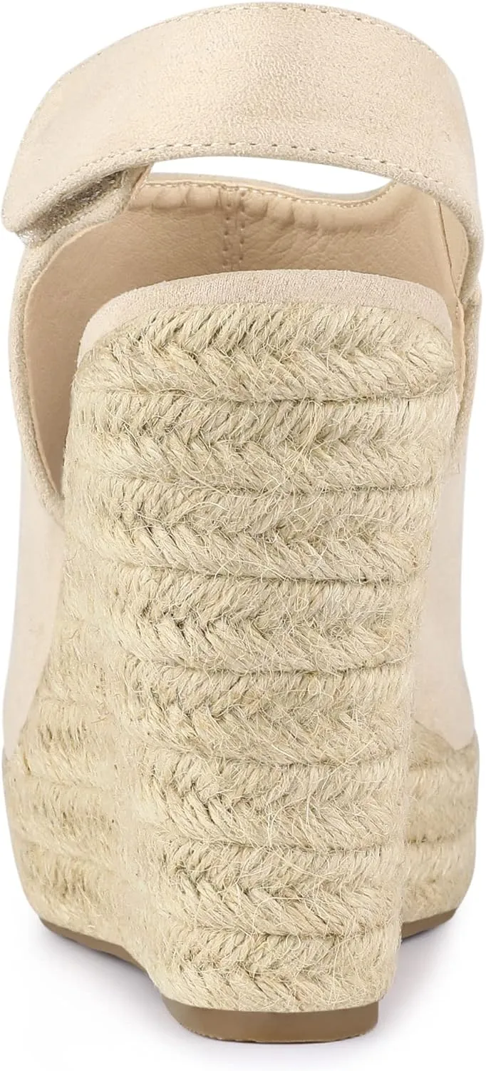 Allegra K Women's Espadrille Platform Heeled Wedges Sandals