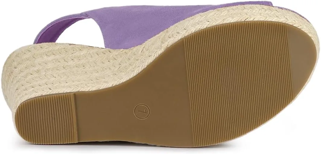 Allegra K Women's Espadrille Platform Heeled Wedges Sandals