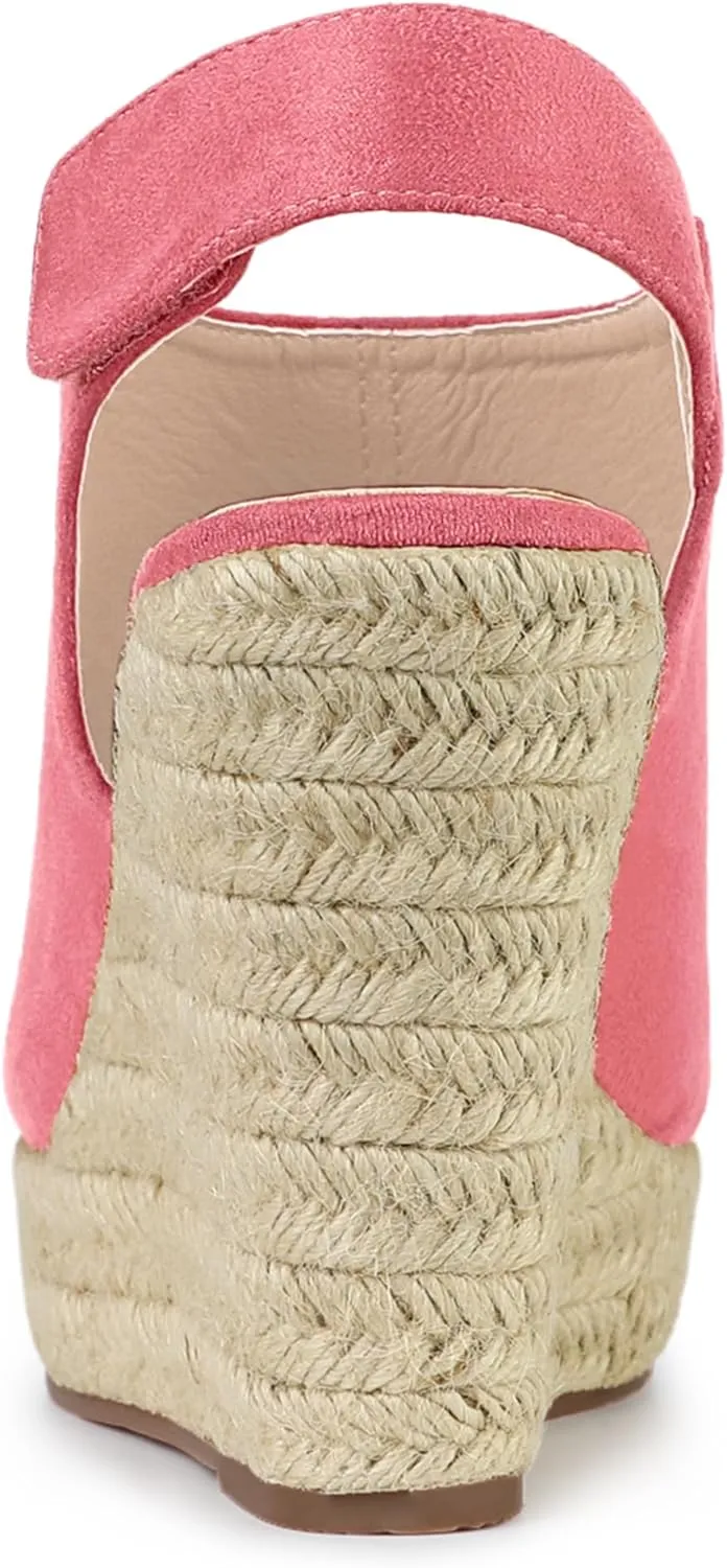 Allegra K Women's Espadrille Platform Heeled Wedges Sandals