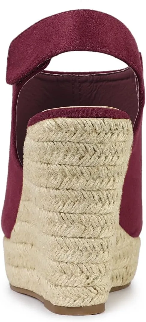 Allegra K Women's Espadrille Platform Heeled Wedges Sandals