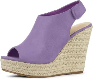 Allegra K Women's Espadrille Platform Heeled Wedges Sandals