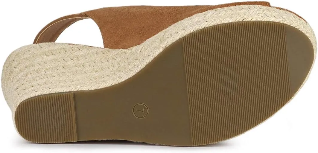 Allegra K Women's Espadrille Platform Heeled Wedges Sandals