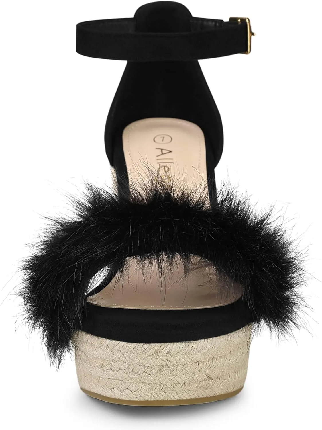 Allegra K Women's Espadrille Platform Heels Faux Fur Wedge Sandals