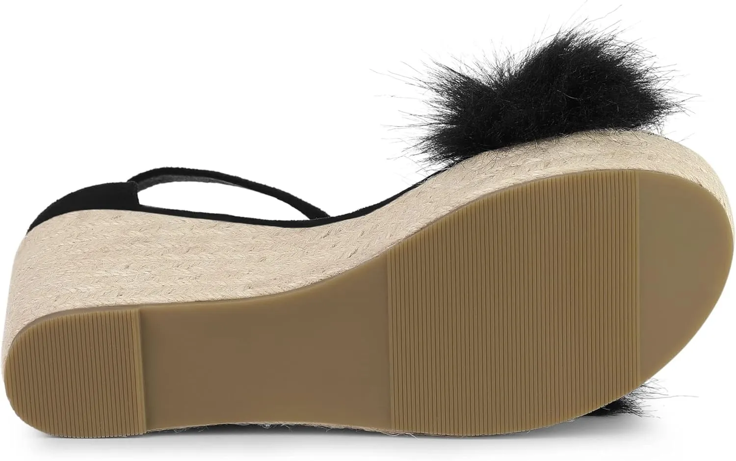 Allegra K Women's Espadrille Platform Heels Faux Fur Wedge Sandals